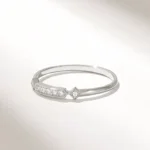 Natural Diamond Princess Band Ring | 14k Solid Gold Art Deco Ring | Ultra Thin Stack Ring - Image 5