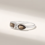 18K Solid Gold Smoky Gray Toi et Moi Ring - Image 4