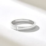 Natural Diamond Comfort Flat Engraved Ring | 14k Gold Baguette Minimalist Ring - Image 6
