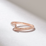 18K Solid Gold Pave Bypass Wedding Ring - Image 5