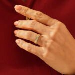 One Side Pave Wedding Band, 14k Gold Minimalist Natural Diamond Eternity Flat Band