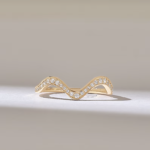 18k Natural Diamond Alternating Pave Stacking Ring: Tiny Zigzag Band for Daily Wear