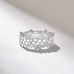 ScatteredSquares Gold Wedding Ring | Wide Geometric Ring Women - Image 6