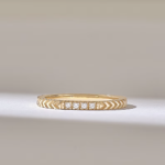 Pave Natural Diamond Arrow Engraved Ring | 14k Solid Gold Wedding Ring for Women - Image 2