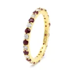 18K Solid Gold Ruby and Diamond Eternity Band