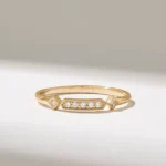 Natural Diamond Princess Band Ring | 14k Solid Gold Art Deco Ring | Ultra Thin Stack Ring - Image 2