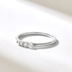 Natural Diamond Ascending Round Wedding Ring, Pave Composition Stacking Ring for Women - Image 6