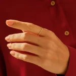 18K Solid Gold V Shape Gold Stacking Ring - Image 3