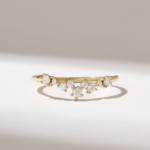 14K Solid Gold Cluster Stacking Ring for Women - Image 2