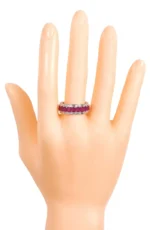 14K Solid Gold 6.85 Carat Ruby and Diamond Eternity Band Ring - Image 4