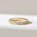 Pave Natural Diamond Triangle Wedding Band: 18K Solid Gold Eternity Ring for Women - Image 2