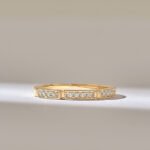 Half Eternity Unique Ring | 0.15CT Thin Ring 18K Solid Gold | Slim Band Ring - Image 2