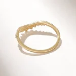 18K Solid Gold Royal Curve Ring | Pave Tiny Real Natural Diamond Ring | Chevron Ring - Image 7
