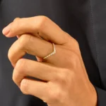 Natural Diamond Deep Curve Ring | Pave Stack Ring for Women | V Shaped Nesting Ring - Image 3