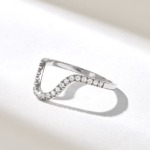 Natural Diamond Curved Band | 14k Contour Ring Enhancer | Solid Gold Pave Arch Ring - Image 6