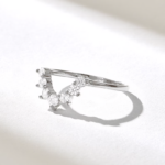 Pave Natural Diamond Nesting Ring, Curved 18K Solid Gold Wedding Band with VS-SI Natural Diamonds - Image 6