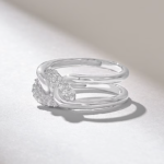 Pave Natural Diamond Unique Knot Ring | Two Rows Bold Ring Women - Image 5