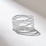 Wavy Rows Gold Ring: 18K Solid Gold Wire Statement Ring for Women - Image 6