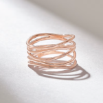 Wavy Rows Gold Ring: 18K Solid Gold Wire Statement Ring for Women - Image 5