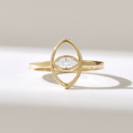 Marquise Natural Diamond Evil Eye Ring: 18K Solid Gold Protection Ring for Women - Image 2