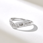 Natural Diamond Wishbone Ring | 18k Gold Curved Wedding Band | Solid V-Shaped Band - Image 5
