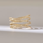 Wavy Rows Gold Ring: 18K Solid Gold Wire Statement Ring for Women - Image 2