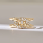 Pave Natural Diamond Unique Knot Ring | Two Rows Bold Ring Women - Image 2