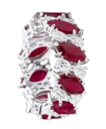18K Solid Gold 9.50 Carat Lab Grown Diamond & Ruby Solitaire Eternity Band