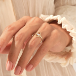 Marquise Natural Diamond Evil Eye Ring: 18K Solid Gold Protection Ring for Women