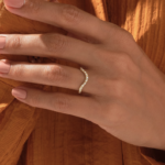 18K Solid Gold Pave Diamond Curved Wedding Band - Image 3