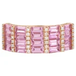 14K Solid Gold 2.91 Carat | Vintage Half Eternity Pink Sapphire Ring