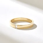 Natural Diamond Comfort Flat Engraved Ring | 14k Gold Baguette Minimalist Ring - Image 4