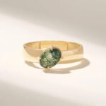 14K Solid Gold Moss Agate Solitaire Ring - Image 2