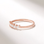 Slanted Marquise Diamond Wedding Ring | Dainty Promise Ring for Women - Image 6