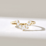 Pave Natural Diamond Nesting Ring, Curved 18K Solid Gold Wedding Band with VS-SI Natural Diamonds - Image 2