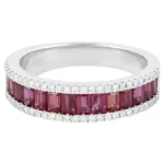 18K Solid Gold Ruby Eternity Wedding Band