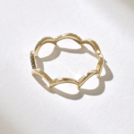 18K Solid Gold Pave Diamond Zigzag Ring - Image 7