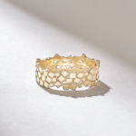 Unique Cigar Wedding Band | 18k Gold Wide Squares Ring | Solid Gold Thick Band - Image 4