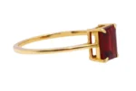 18K Solid Gold Natural Red Garnet Ring - Image 2