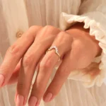 Pave Natural Diamond Nesting Ring, Curved 18K Solid Gold Wedding Band with VS-SI Natural Diamonds