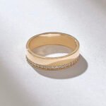 One Side Pave Wedding Band, 14k Gold Minimalist Natural Diamond Eternity Flat Band - Image 6