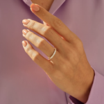 Solid Gold Channel Set Natural Diamond Half Eternity Ring Twisted Rope Detailed Stacking