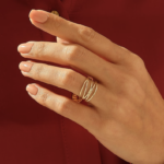 Wavy Rows Gold Ring: 18K Solid Gold Wire Statement Ring for Women - Image 3