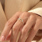 Pave Natural Diamond Paperclip Ring 18K Solid Gold Trendy Pinky Statement Ring for Women