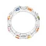 14K Solid Gold Diamond and Multi-Sapphire Eternity Cocktail Ring - Image 2