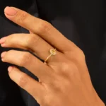 14K Solid Gold Diamond Oval Citrine Ring - Image 3