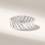 14k Gold Natural Diamond Pave Wedding Band: Thick Women's Alliance Ring - Image 4