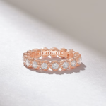 Pave Natural Diamond Eternity Ball Ring | 14k Solid Gold Wedding Band | Stackable Ring - Image 5