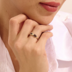 18K Solid Gold Smoky Gray Toi et Moi Ring - Image 3