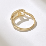 Pave Natural Diamond Paperclip Ring 18K Solid Gold Trendy Pinky Statement Ring for Women - Image 7